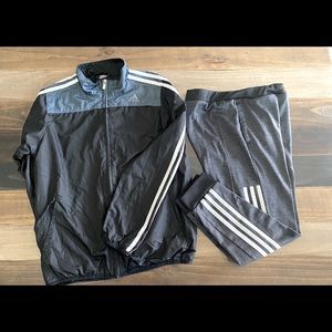 Boys Adidas windbreaker and joggers